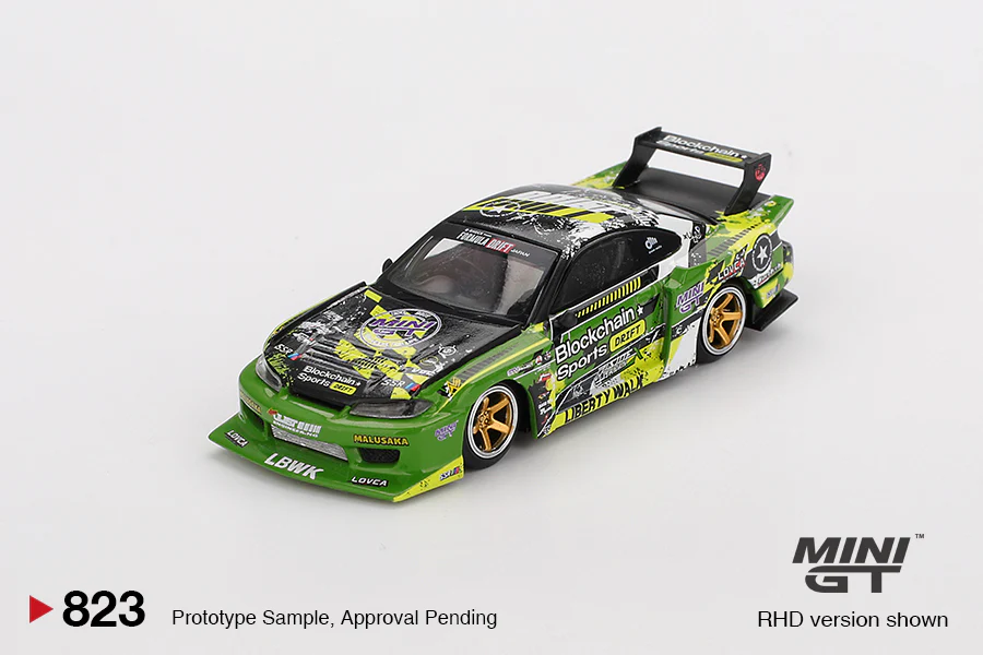 2025 MINI GT #823 Nissan LB-Super Silhouette S15 SILVIA #555 V2 2024 Formula Drift Japan