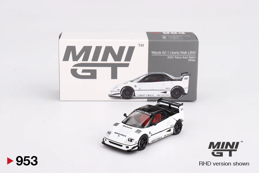 2025 MINI GT #953 Mazda AZ-1 Liberty Walk LB40 White 2024 Tokyo Auto Salon
