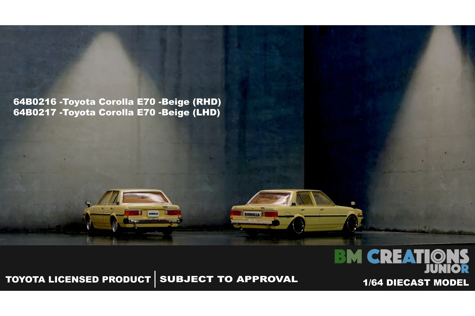 BM CREATIONS JUNIOR 1:64 Toyota Corolla E70 Beige RHD - Image 3