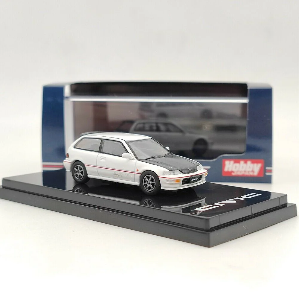 Hobby Japan 1/64 Honda Civic EF9 SiR Ⅱ Carbon Bonnet White - Image 3