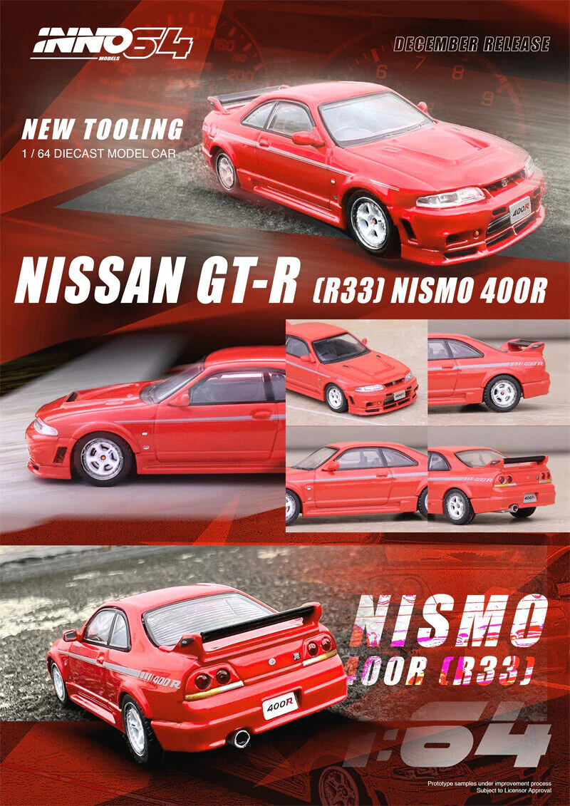 INNO64 1/64 NISSAN SKYLINE GT-R R33 NISMO 400R RED