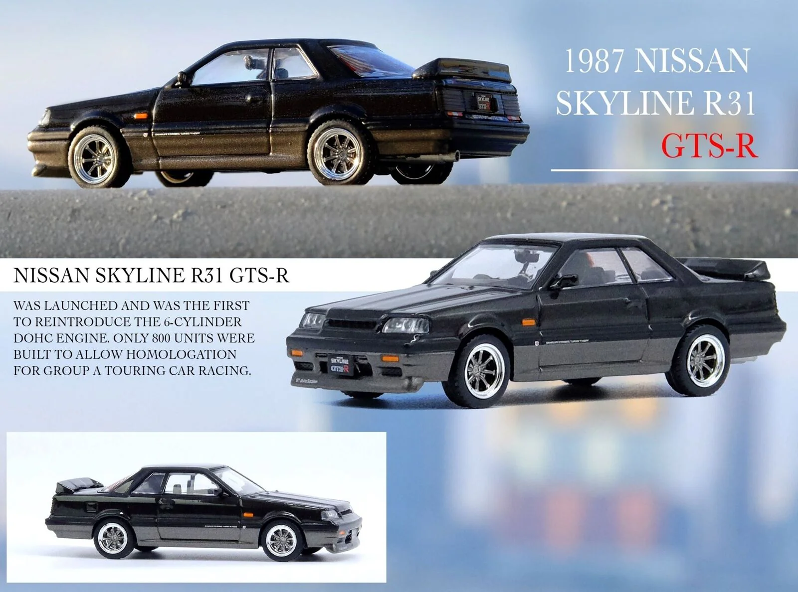 INNO64 1/64 NISSAN SKYLINE GTS-R R31 BLACK - Image 2