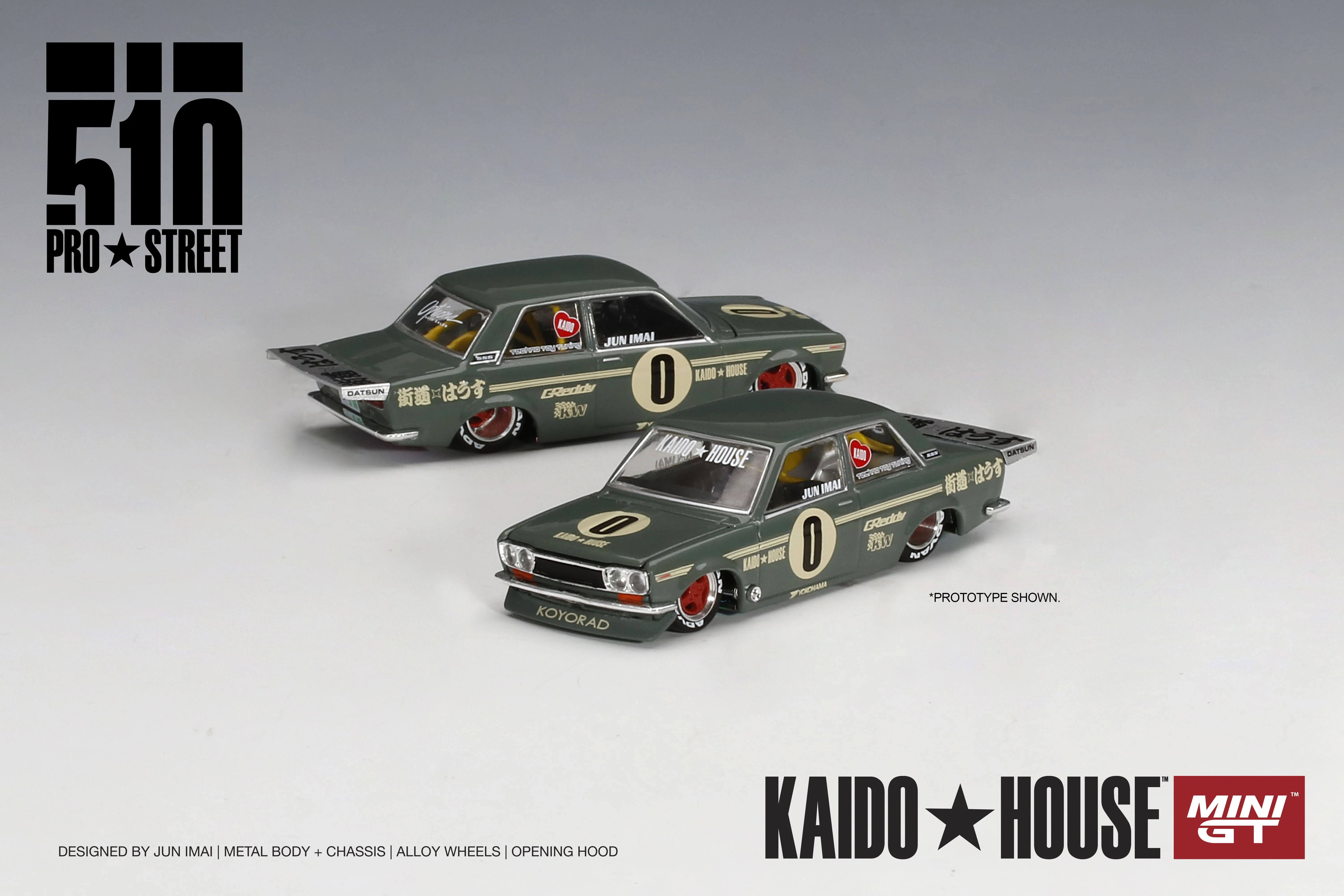 Kaido House x MINI GT #01 Datsun 510 Pro Street OG Green