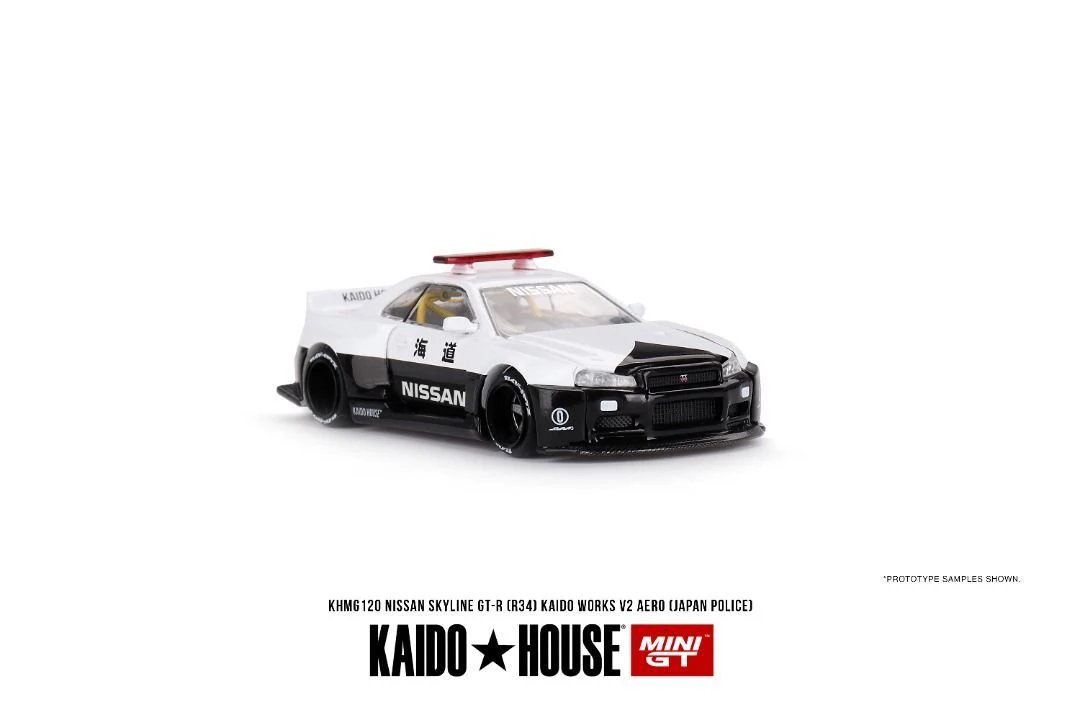 KAIDO HOUSE x MINI GT Nissan Skyline GT-R R34 Kaido Works V2 Aero Police - Image 3