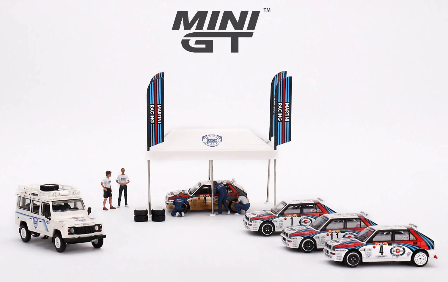 MINI GT 1/64 Lancia Delta HF 1992 Rally MonteCarlo Martini Racing Set of 4 - Image 6