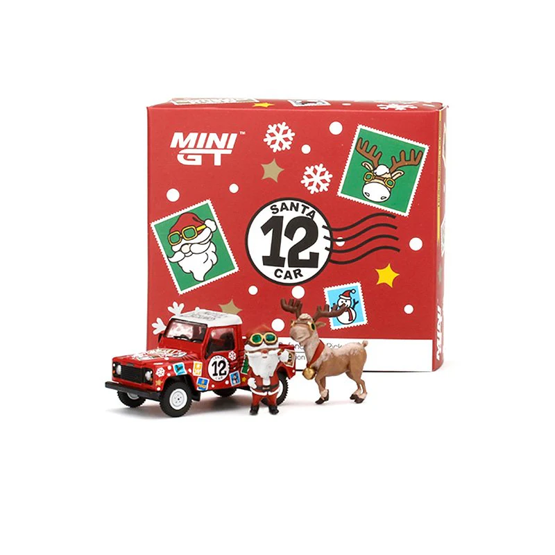 MINI GT #320 1:64 Land Rover Defender 90 Pickup 2021 Santa Claus & Deer Model - Image 2