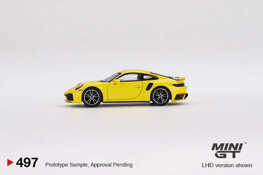 MINI GT #497 Porsche 911 Turbo S Racing Yellow - Image 3