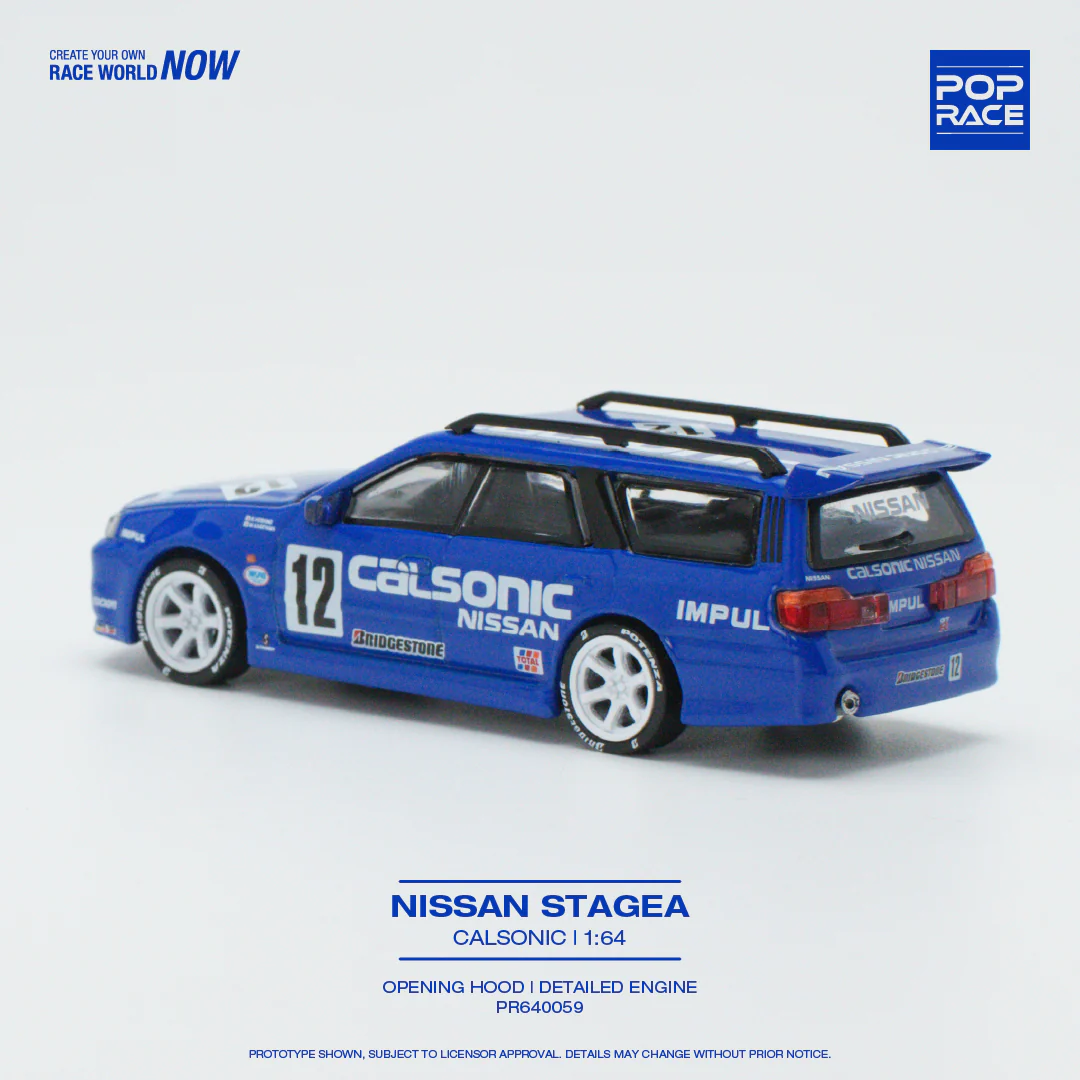 POP RACE 1:64 NISSAN GT-R STAGEA R34 RHD #12 CALSONIC - Image 3