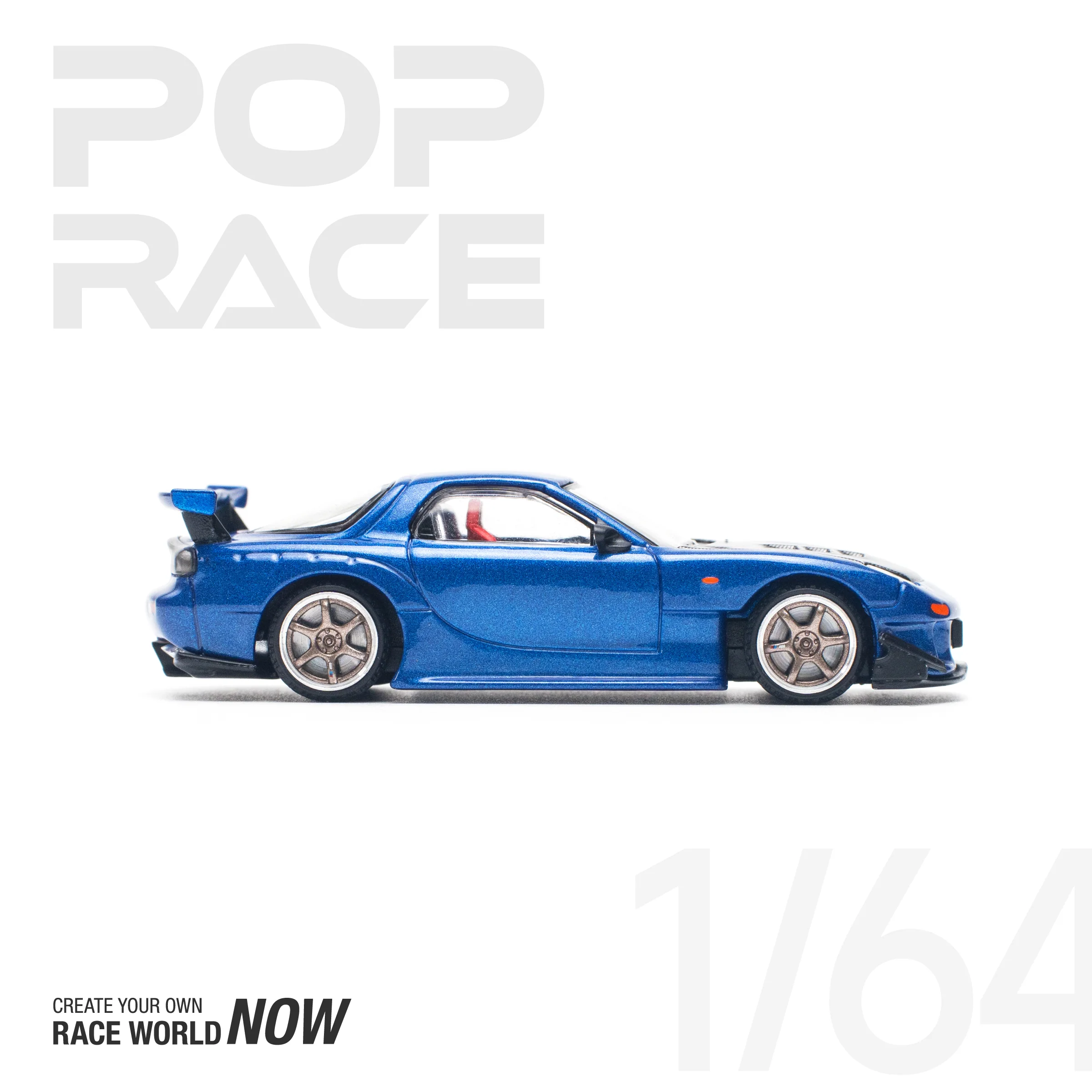 POPRACE 1:64 MAZDA RX-7 (FD3S) RE-AMEMIYA WIDEBODY METALLIC BLUE - Image 2